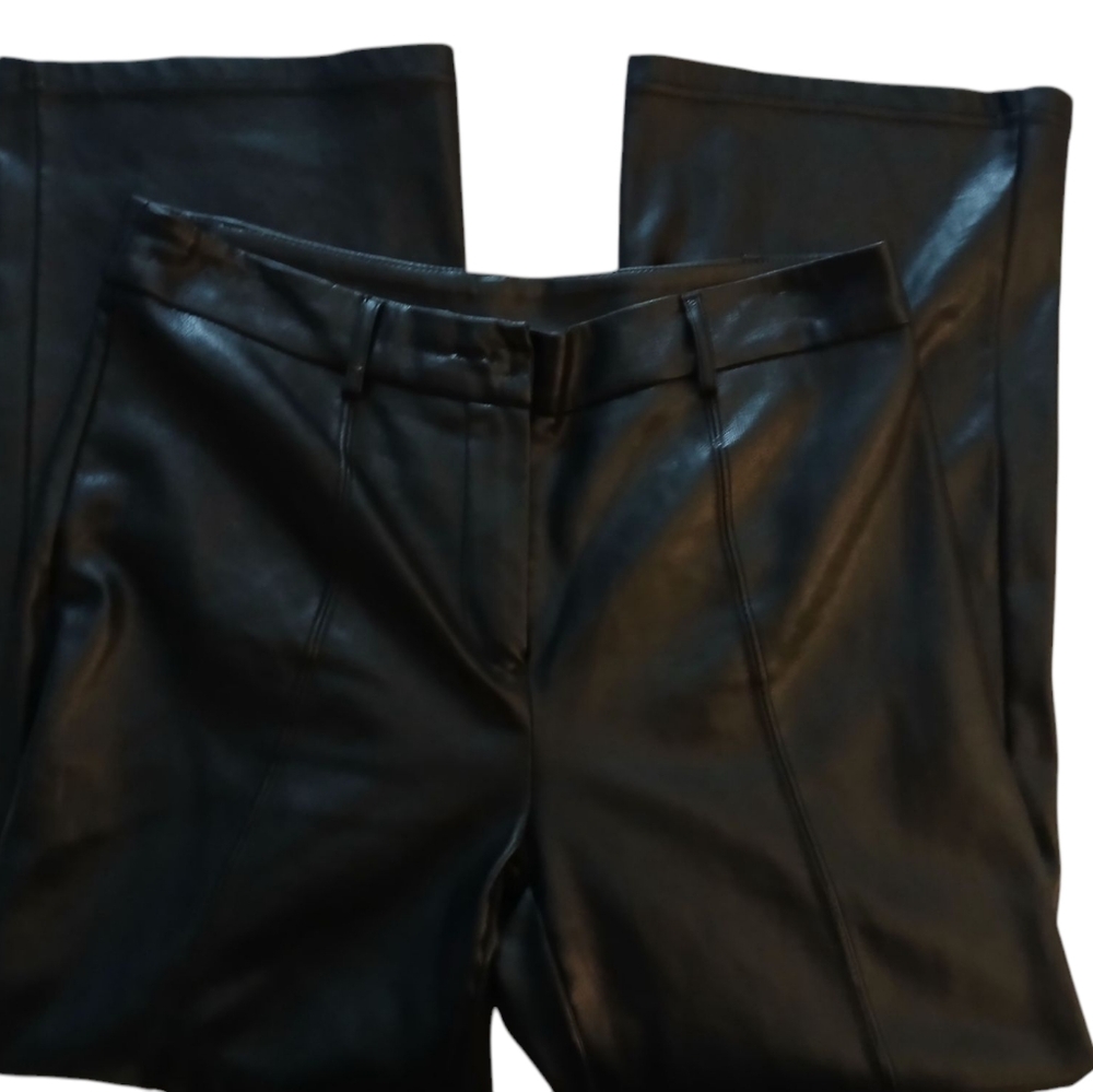 7 For All Mankind Fall Black Leather Cropped Rocker Punk Indie Grunge Pants-S/M - Picture 6 of 14